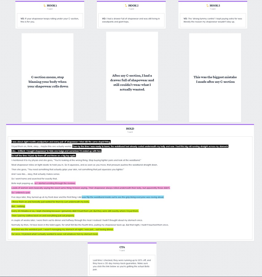 Original creative brief board
