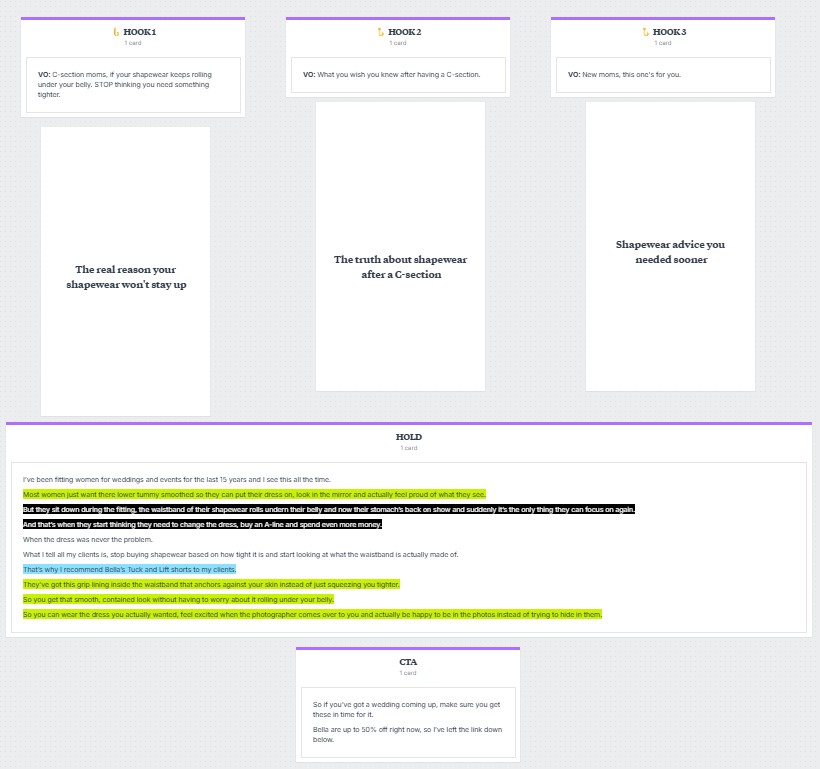 Original creative brief board